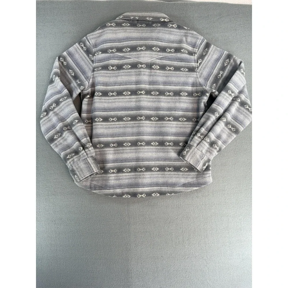 Cinch Fleece Flannel Shirt Jacket Boys XL 14 Shacket Aztec Western Pockets Strip